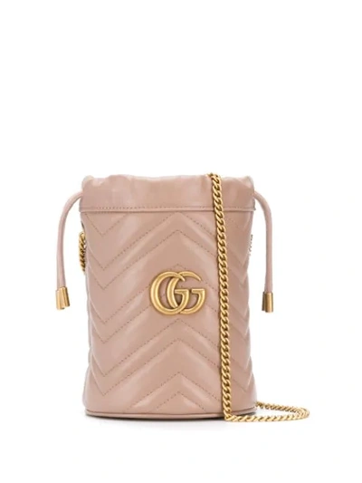 Shop Gucci Mini Gg Marmont Bucket Bag In 5729 Porcelros