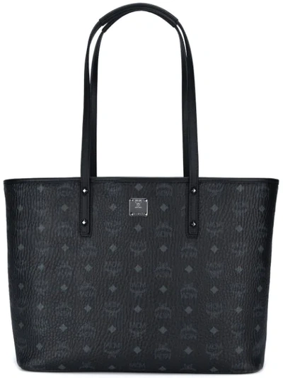 Shop Mcm Logo Print Tote In Black