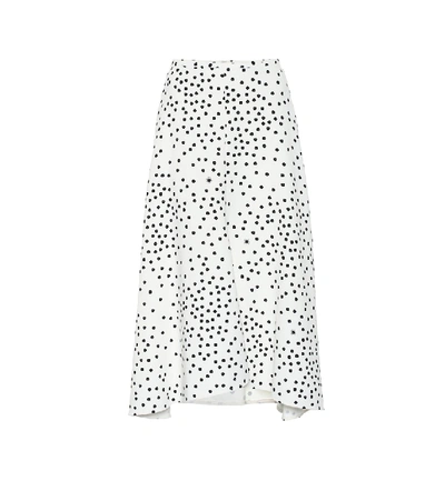 Shop Stella Mccartney Dotted Stretch-cady Midi Skirt In White