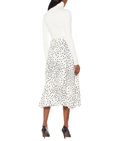 Shop Stella Mccartney Dotted Stretch-cady Midi Skirt In White