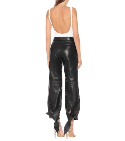 Shop Off-white High-rise Leather Pants In Black