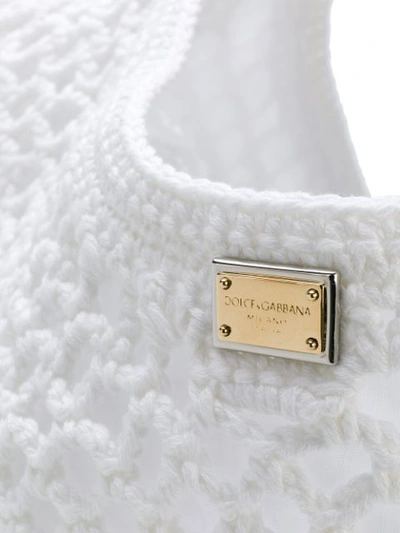 Shop Dolce & Gabbana Crochet Shopper Tote In White