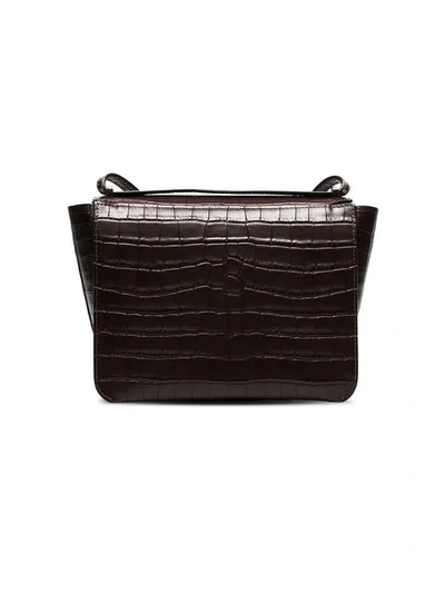 Shop Wandler Brown Luna Mock Croc Leather Shoulder Bag