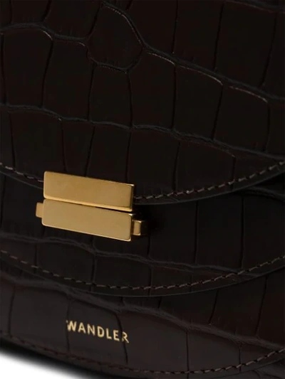 Shop Wandler Brown Luna Mock Croc Leather Shoulder Bag
