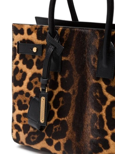 Shop Saint Laurent Leopard Sac De Jour Pony Tote Bag In Brown
