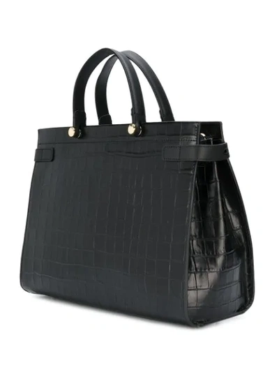 Shop Furla Lady M Croc-effect Bag In Black