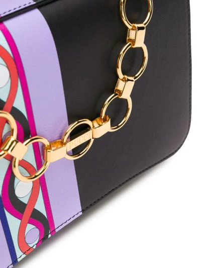 Shop Emilio Pucci Chance Chain Embellished Printed Bag In A17 Nero/nero-multicolor