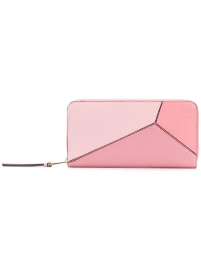 Shop Loewe Leather Puzzle Wallet In Soft Pink Candy Dark Pink