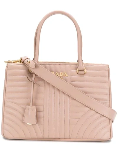 Shop Prada Quilted Tote In Neutrals