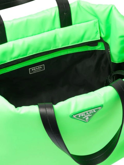 Shop Prada Medium Padded Tote Bag In Green
