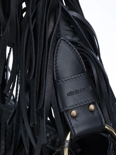 Shop Roberto Cavalli Fringed Shoulder Bag - Black