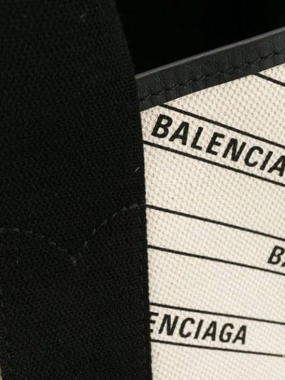 Shop Balenciaga Navy Cabas M Tote Bag In Neutrals
