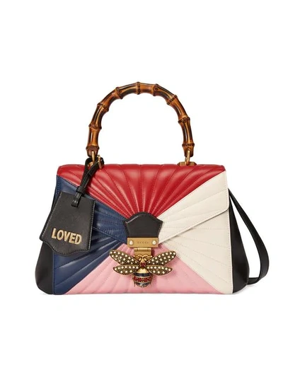 Shop Gucci Queen Margaret Quilted Leather Top Handle Bag - Multicolour