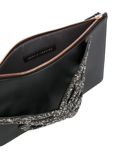 Shop Sophia Webster Flossy Butterfly Clutch Bag In Black