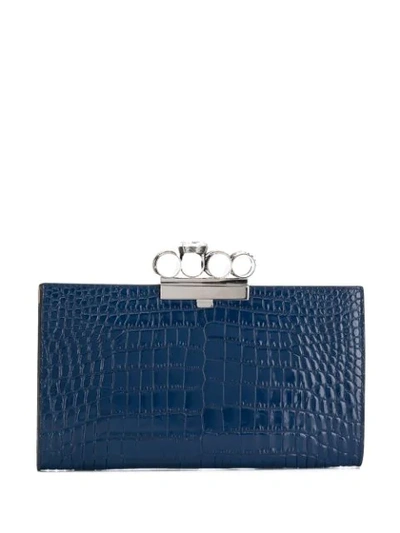 Shop Alexander Mcqueen Punk Four-ring Clutch In Blue