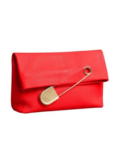 Shop Burberry The Medium Pin Clutch In Leather In Red