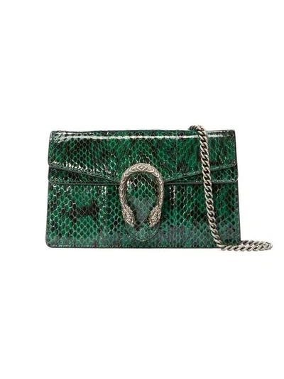 Shop Gucci Dionysus Super Mini Snakeskin Bag In Green