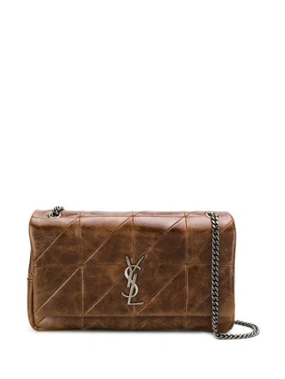 Shop Saint Laurent Jamie Carré Rive Gauche Shoulder Bag In Brown