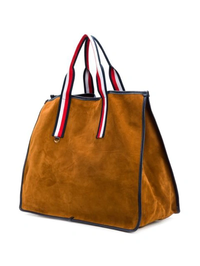 Shop Tommy Hilfiger Striped Handle Tote In Brown