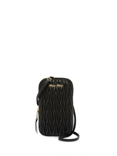 Shop Miu Miu Matelassé Mini Shoulder Bag In Black