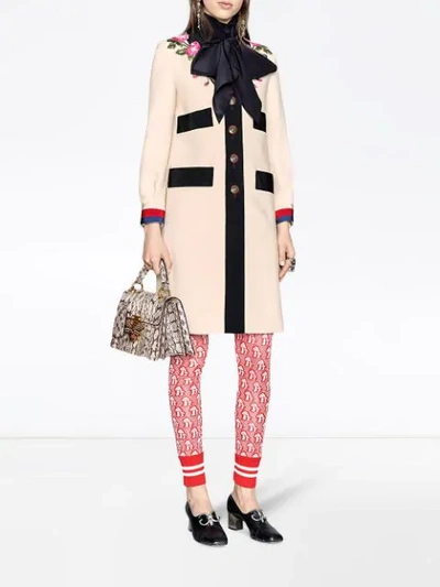 Shop Gucci Queen Margaret Small Snakeskin Top Handle Bag In Neutrals
