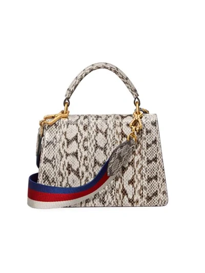 Shop Gucci Queen Margaret Small Snakeskin Top Handle Bag In Neutrals
