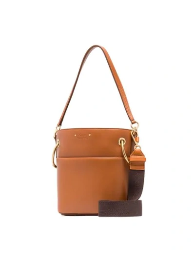 Shop Chloé Brown Roy Leather Bucket Bag
