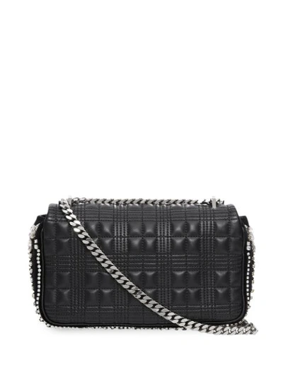 Shop Burberry Small Crystal Detail Quilted Check Lambskin Lola Bag In Black