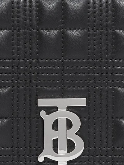 Shop Burberry Small Crystal Detail Quilted Check Lambskin Lola Bag In Black
