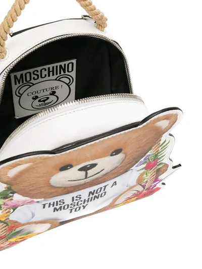 Shop Moschino Teddy Backpack In White