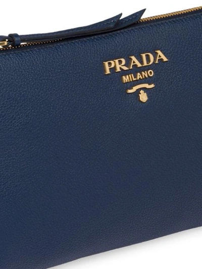 Shop Prada Logo Plaque Shoulder Bag In Blue