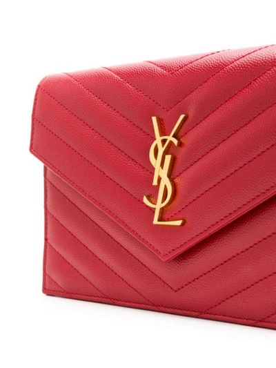 Shop Saint Laurent Envelope Chain Crossbody Bag In Red