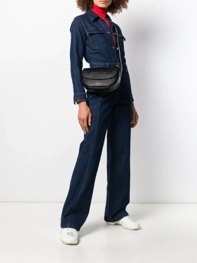 Frenzlauer Swing Crocodile Effect Crossbody Bag In Black