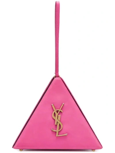 Shop Saint Laurent Monogram Pyramid Clutch - Pink