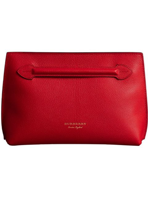 Burberry Grainy Wristlet Clutch In Red 