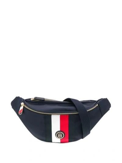 Shop Tommy Hilfiger Logo Stripe Belt Bag In Blue