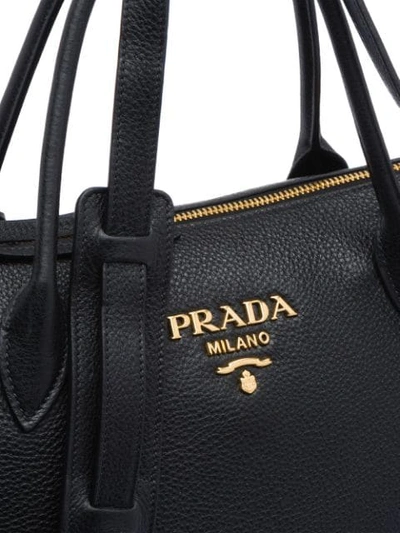 Shop Prada Logo Plaque Tote In Black