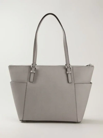 Shop Michael Kors Jet Set Large Tote In Grey