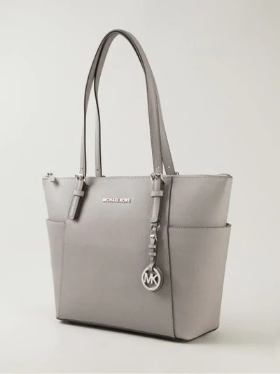 Shop Michael Kors Jet Set Large Tote In Grey