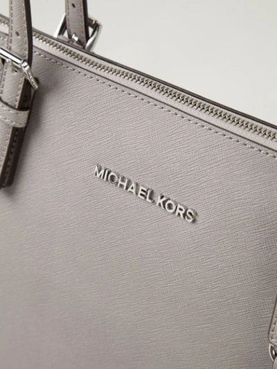 Shop Michael Kors Jet Set Large Tote In Grey