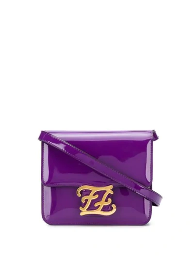Shop Fendi Ff Karligraphy Cross-body Bag In Purple