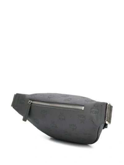 Shop Mcm Embossed Logo Belt Bag In Grey