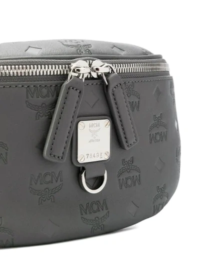 Shop Mcm Embossed Logo Belt Bag In Grey