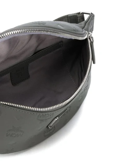 Shop Mcm Embossed Logo Belt Bag In Grey