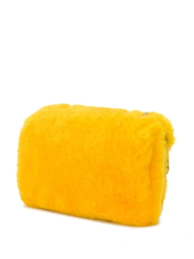 Shop Fendi Bag Bugs Lamb-fur Shoulder Bag In Yellow