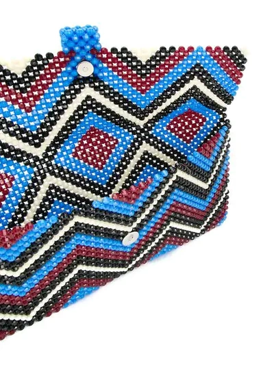 Shop Delduca Beaded Geometric Clutch Bag - Blue