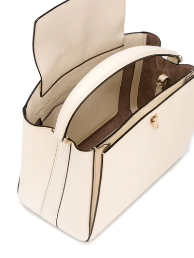 Shop Valextra Top-handle Shoulder Bag In Neutrals