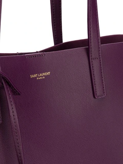 Shop Saint Laurent Top Handles Leather Tote In Purple