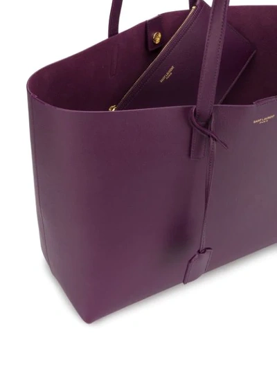 Shop Saint Laurent Top Handles Leather Tote In Purple