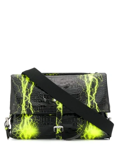 Shop Maison Margiela Lightning Print Clutch Bag In Black